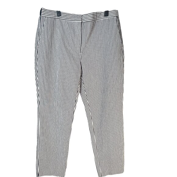 2/$30 ZARA Seersucker Slacks XL Black & White Cotton/Polyester Blend - Picture 1 of 16